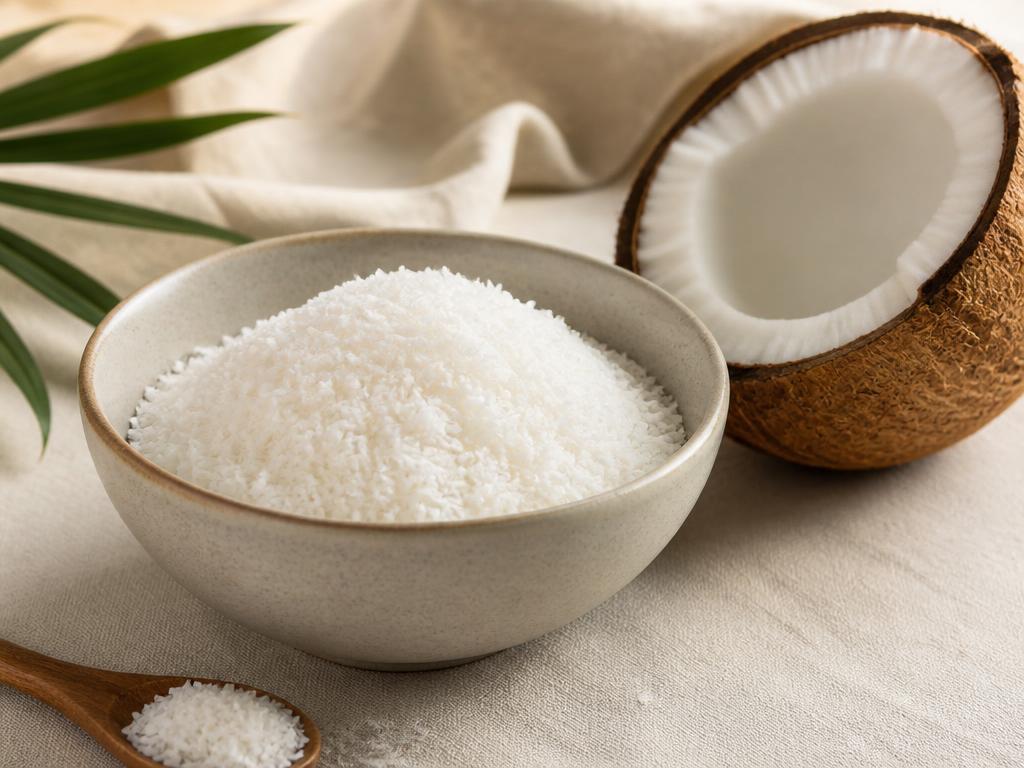 Fine white desiccated coconut powder from South Indian mills for bakery export